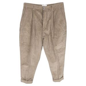 Ami Pleated Carrot Oversized Trousers in Brown Corduroy
